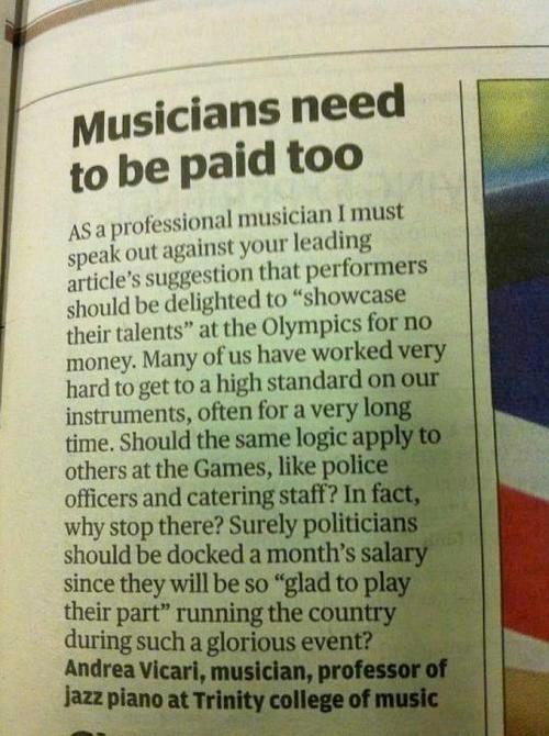 Musicians need to be paid too.